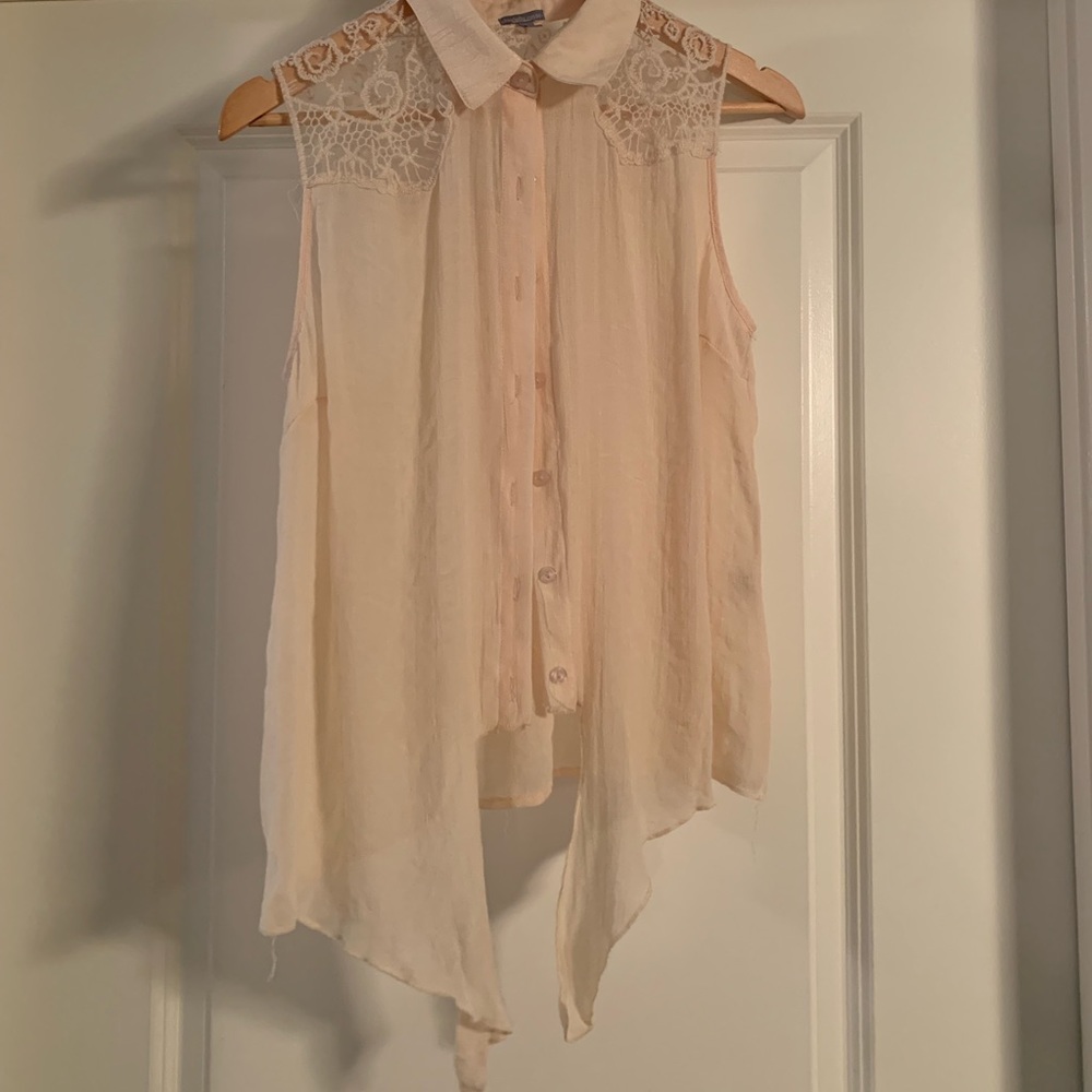 Button Down Front Tie Shirt